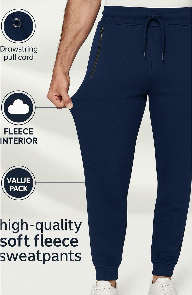 BenBen 3 Pack Mens Ultra Soft Zipper Joggers, Alternate, color, Olive/Black/Grey