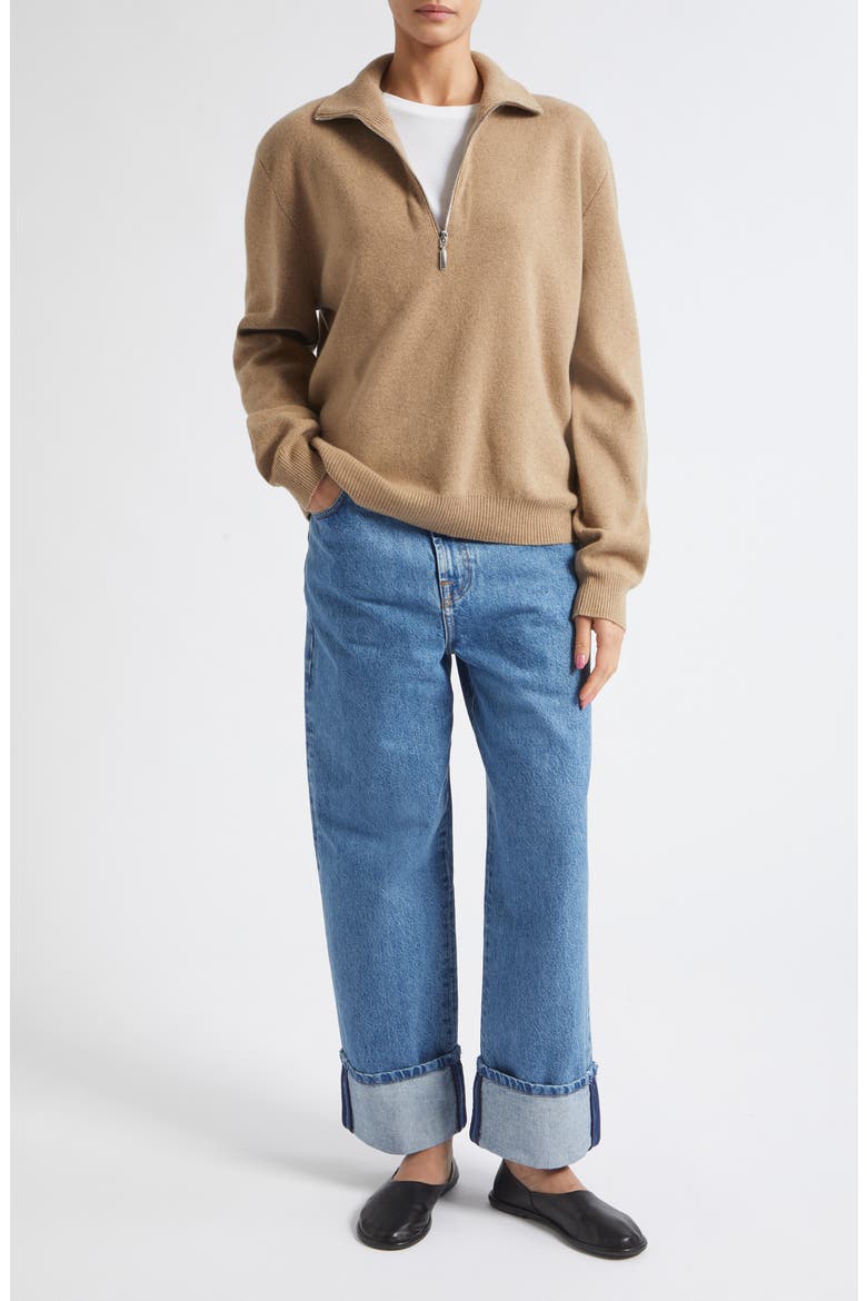 Mouliné Half Zip Pullover Sweater, Alternate, color, CAMEL