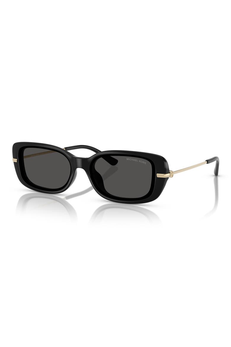 57mm Rectangular Sunglasses, Alternate, color, BLACK