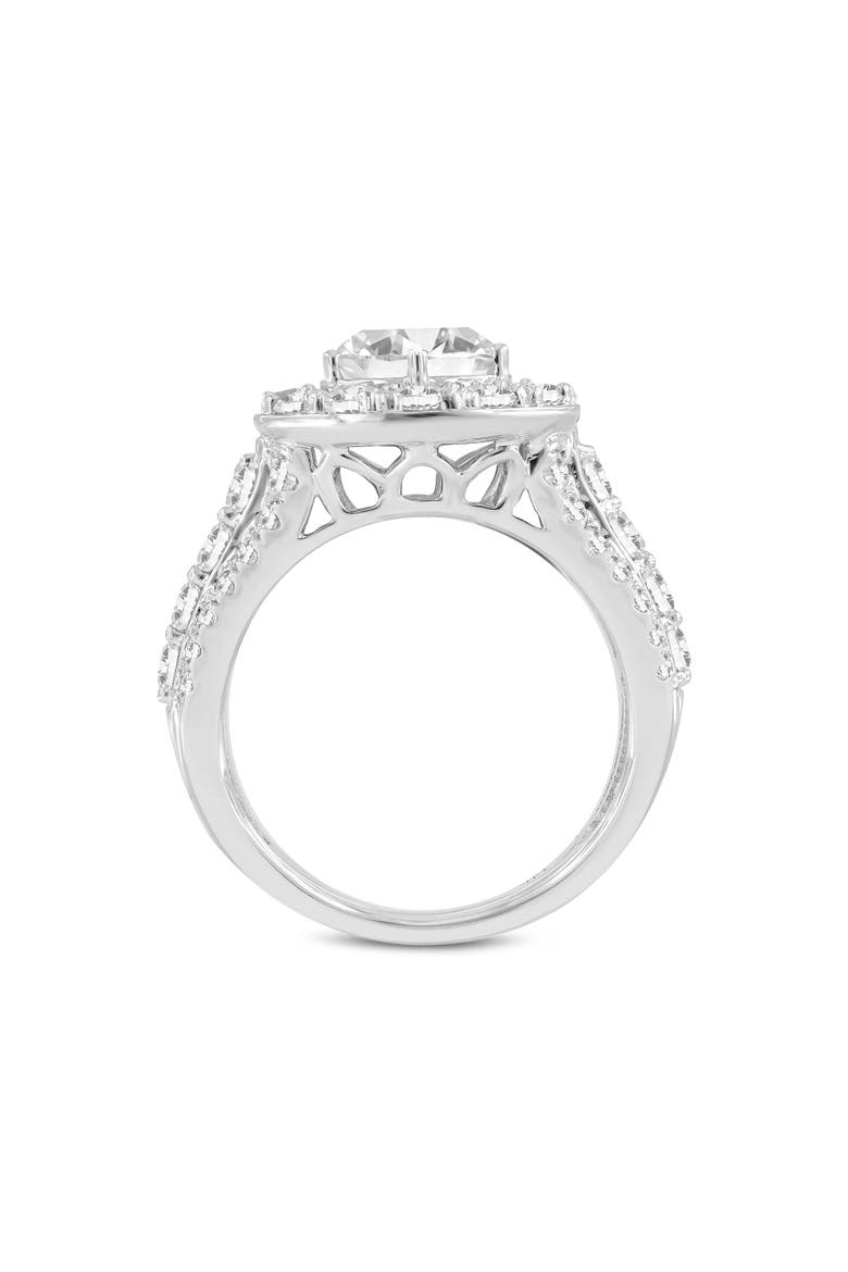 Aline 14K White Gold Round Cut Lab Grown Diamond Halo Engagement Ring - 3.85 Ct, Alternate, color, 14K White Gold