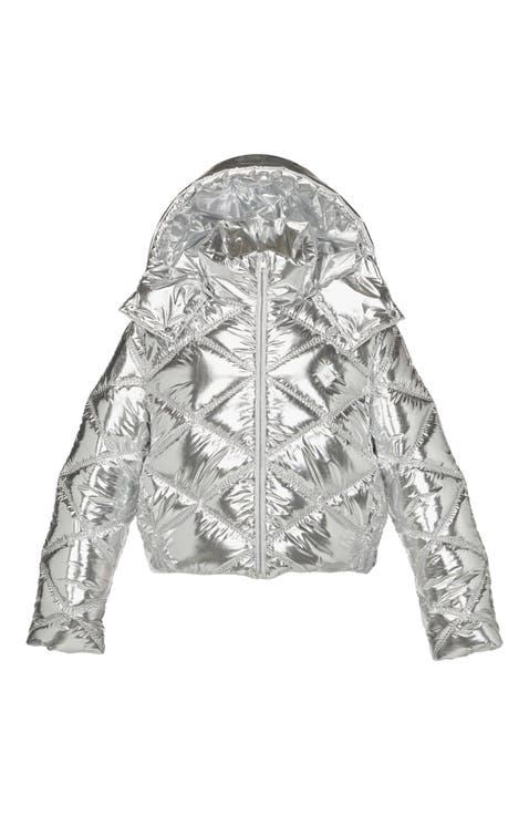 Après-Ski Quilted Puffer Jacket in Metallic Polyester