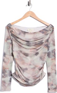 Current/Elliott Off the Shoulder Ruched Mesh Top