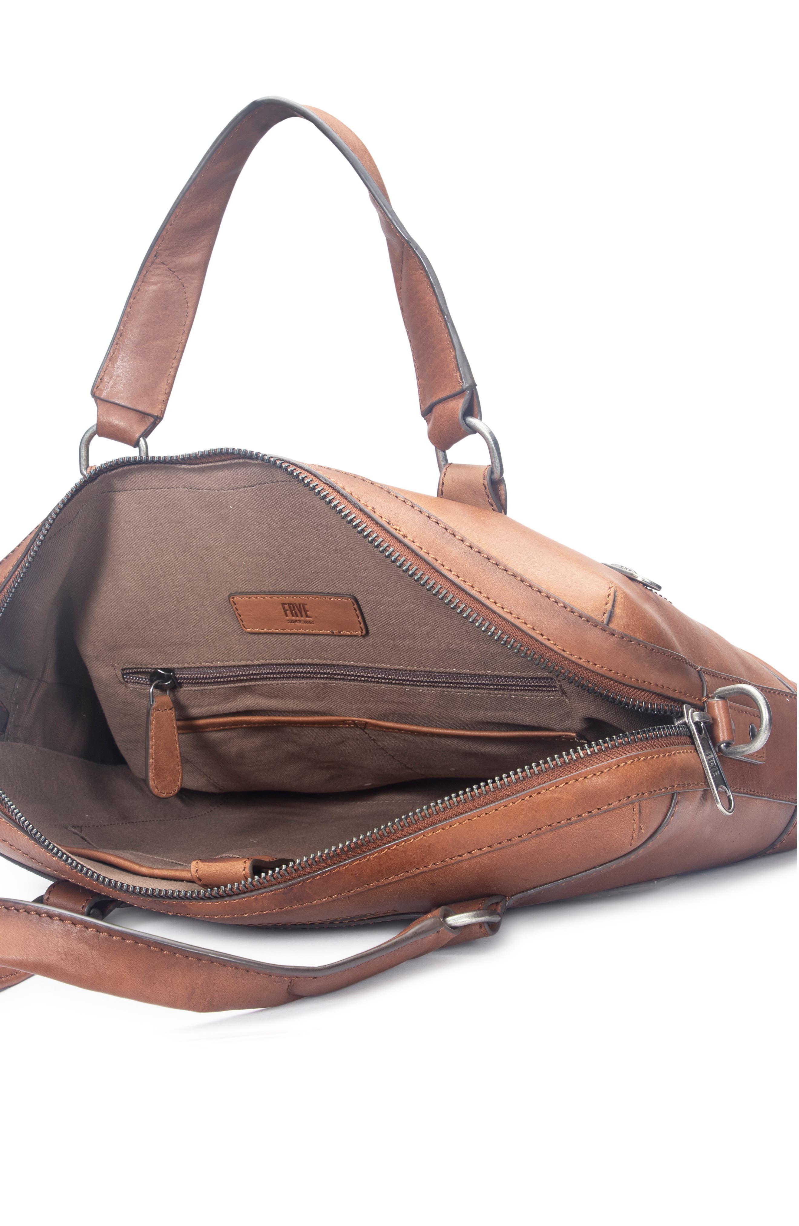 Frye Nash Leather Briefcase, Alternate, color, Cognac