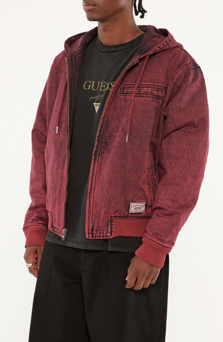 GUESS ORIGINALS Originals Hooded Sanded Denim Zip Jacket, Alternate, color, Gtmw