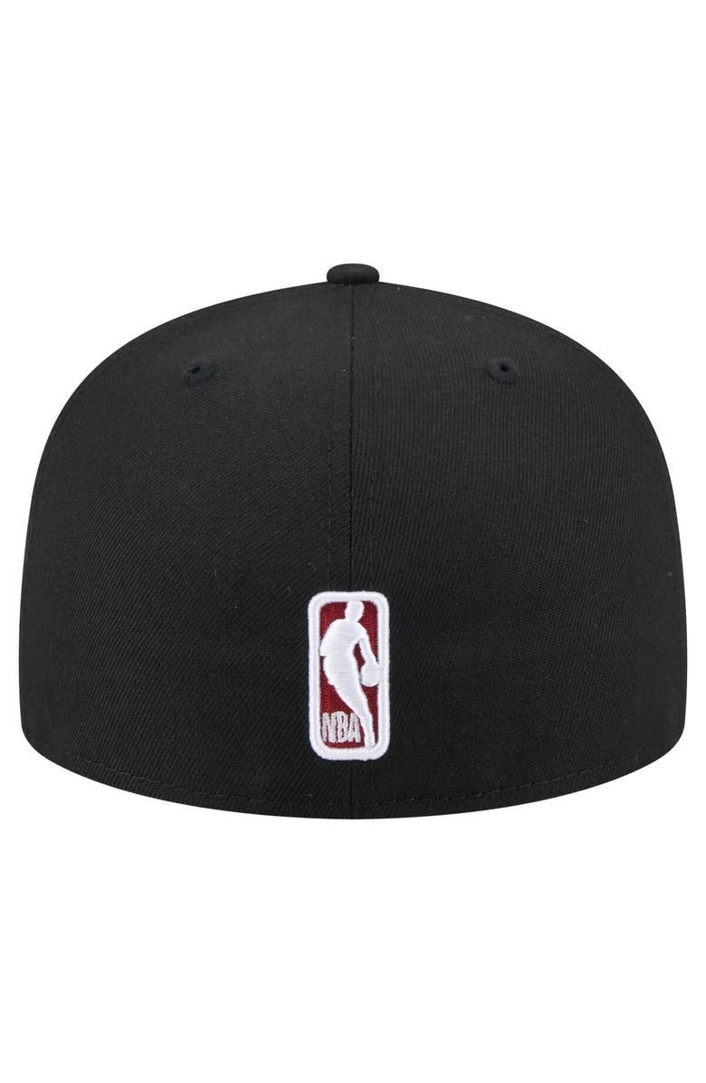 New Era Men's New Era Black Miami Heat State Stitch 59FIFTY Fitted Hat, Alternate, color, Black