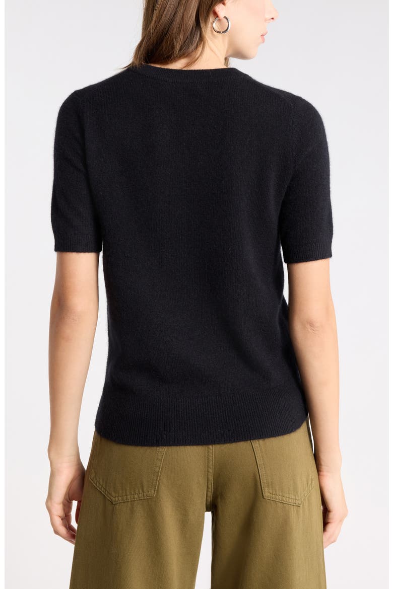 Short Sleeve Cashmere Sweater, Alternate, color, BLACK ROCK