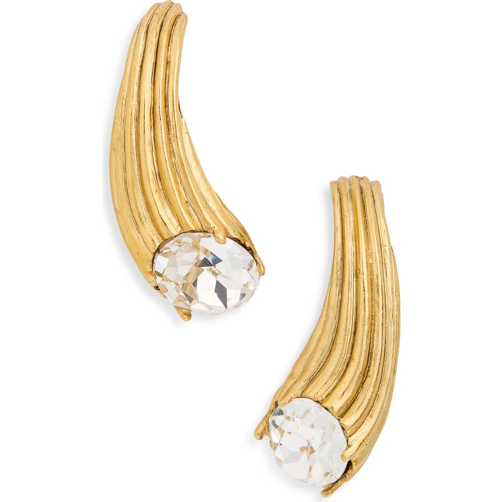 Cz By Kenneth Jay Lane Crystal Teardrop Stud Earrings In Polished Gold