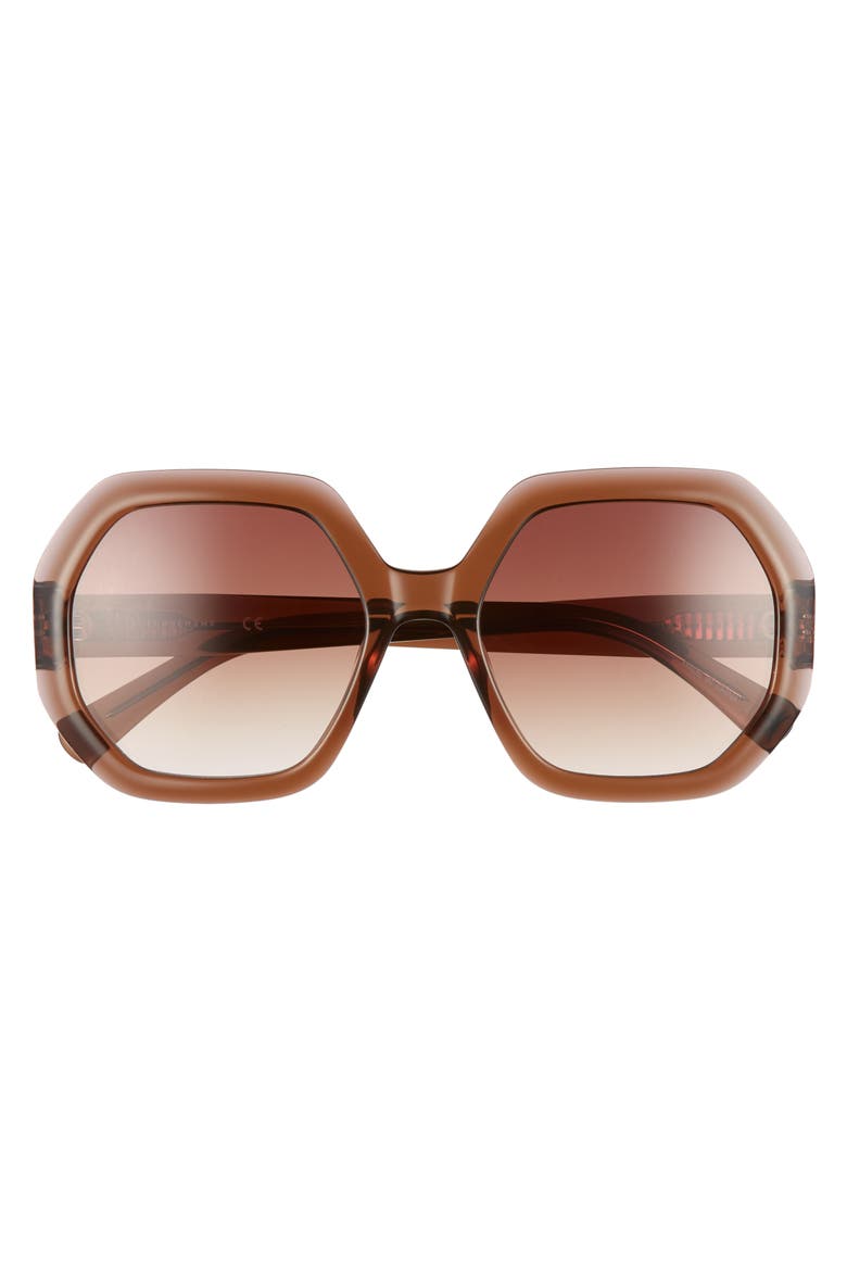 Heritage 55mm Gradient Lens Geometric Sunglasses, Alternate, color, BROWN/ ROSE