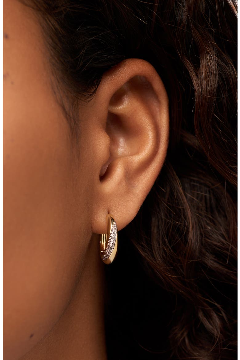 Kira Bold Pavé Hoop Earrings, Alternate, color, GOLD / CLEAR