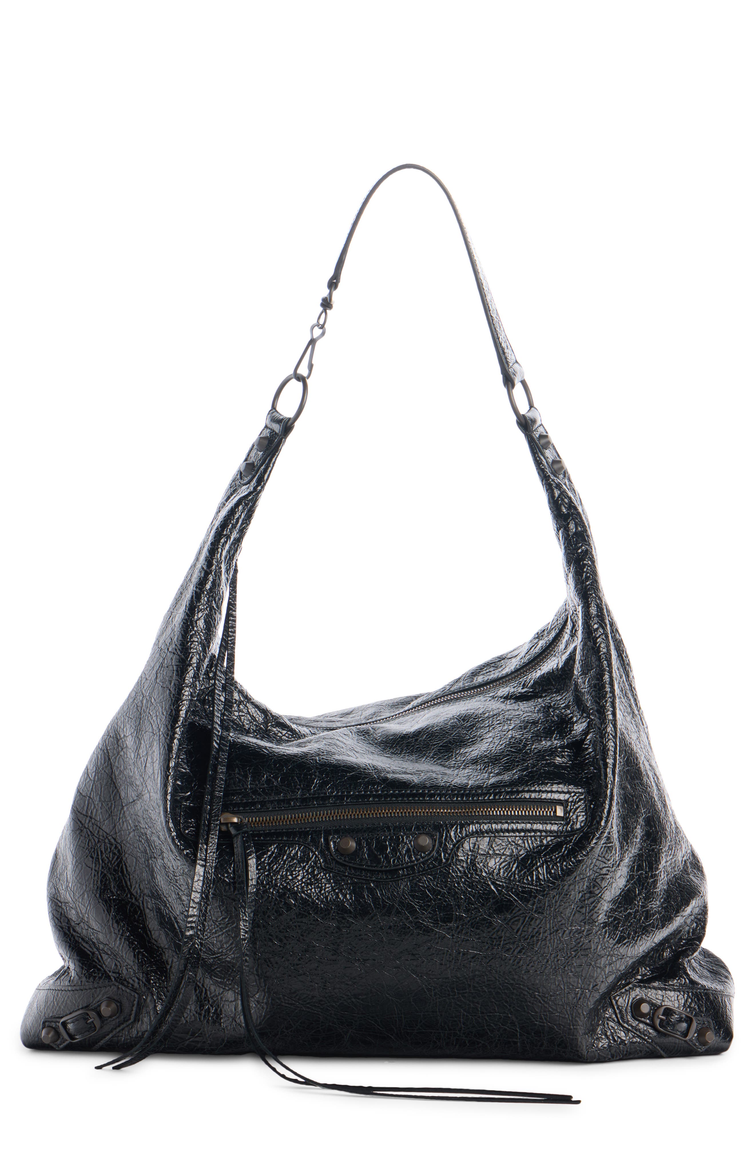 Le City Large Leather Hobo, Main, color, 1000 BLACK