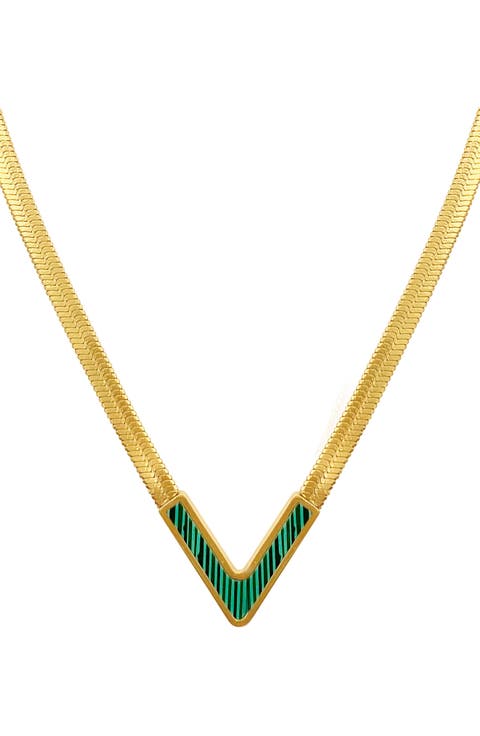 Water Resistant 14K Gold Plated Herringbone Necklace