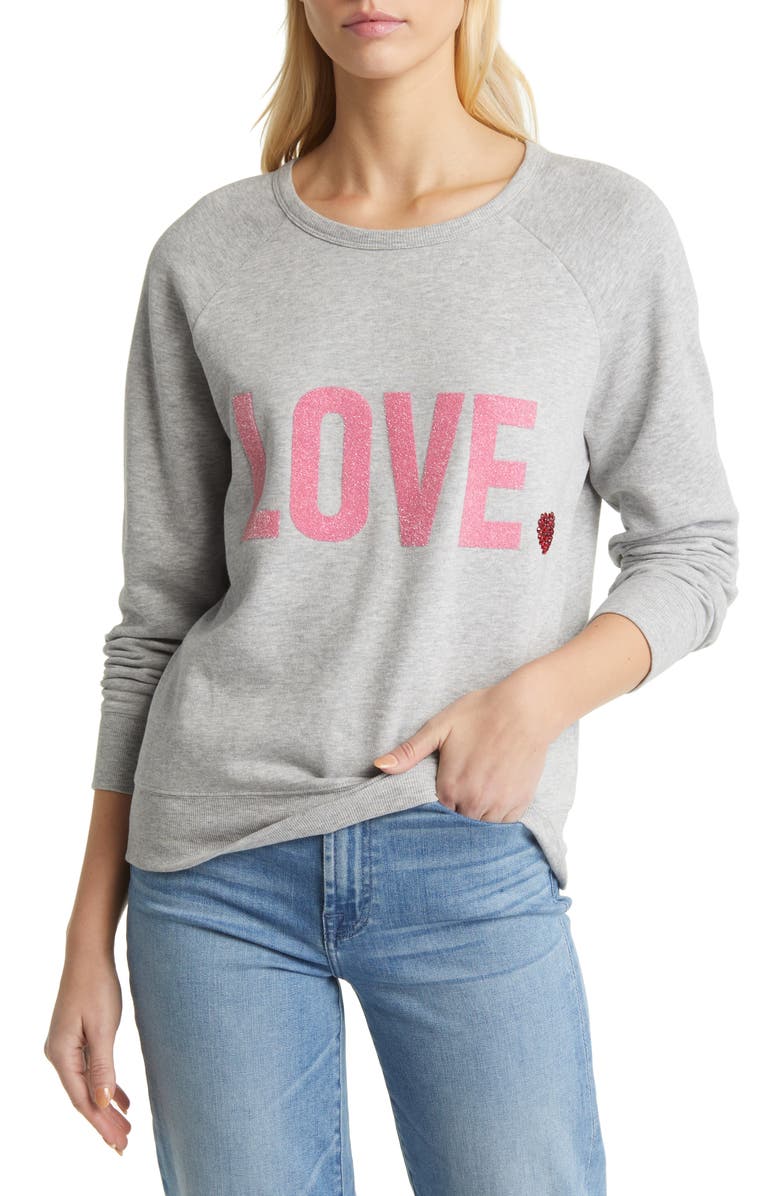 Caslon<sup>®</sup> Love Embellished Graphic Sweatshirt, Main, color, 