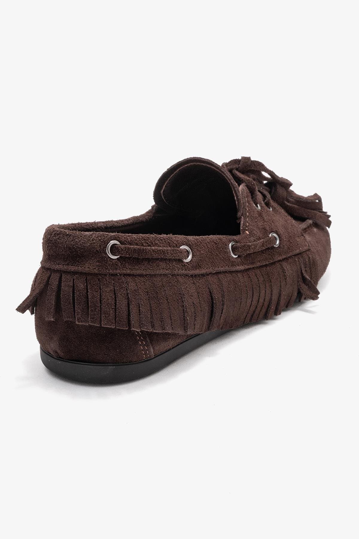 Forever & Always Shoes Fenora Leather Tassel Loafer, Alternate, color, Brown Suede Leather
