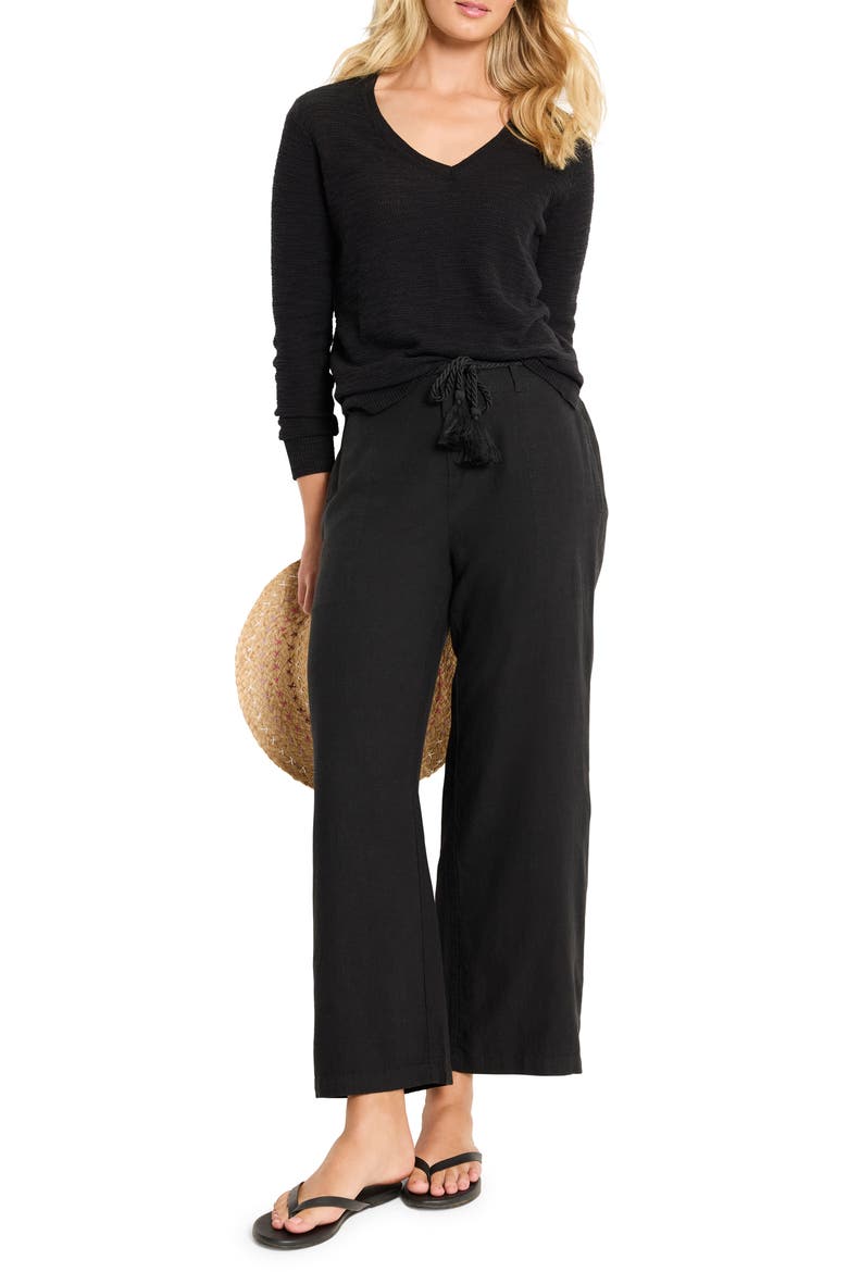 Breezy Textures Cotton Blend Sweater, Alternate, color, BLACK ONYX