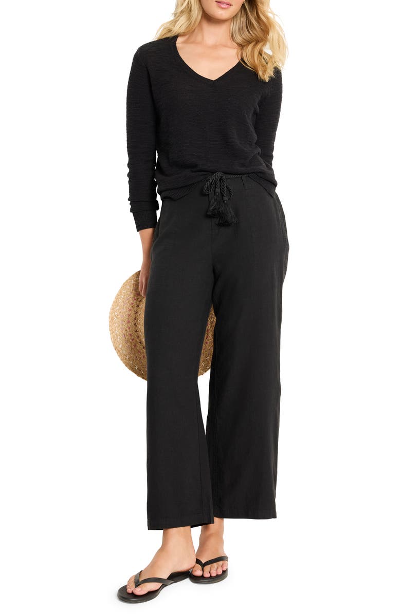 NIC+ZOE Breezy Textures Cotton Blend Sweater, Alternate, color, Black Onyx