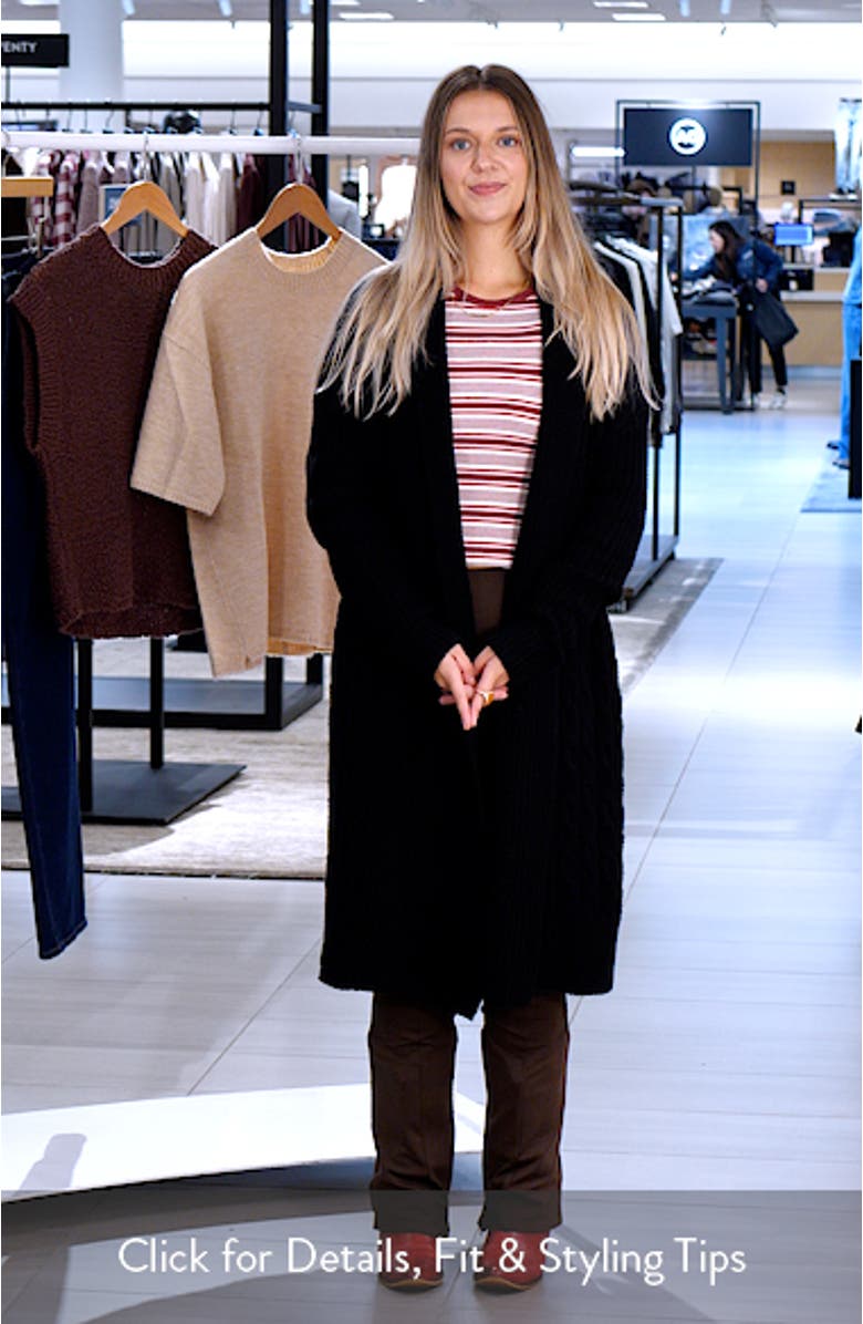 Cable Longline Open Front Cardigan, sales video thumbnail