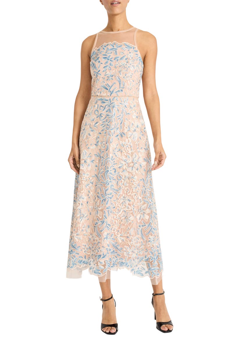 Mesh Illusion Gem Gown, Main, color, BLUE/ BLUSH