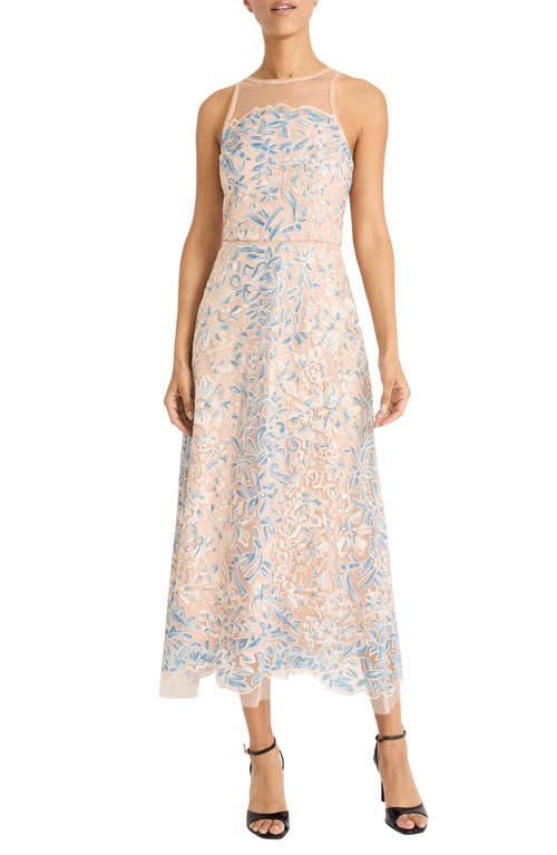 Maggy London Mesh Illusion Gem Gown In Multi