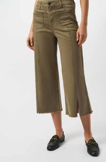 Embellished Front Seam Mid Rise Wide Leg Pants