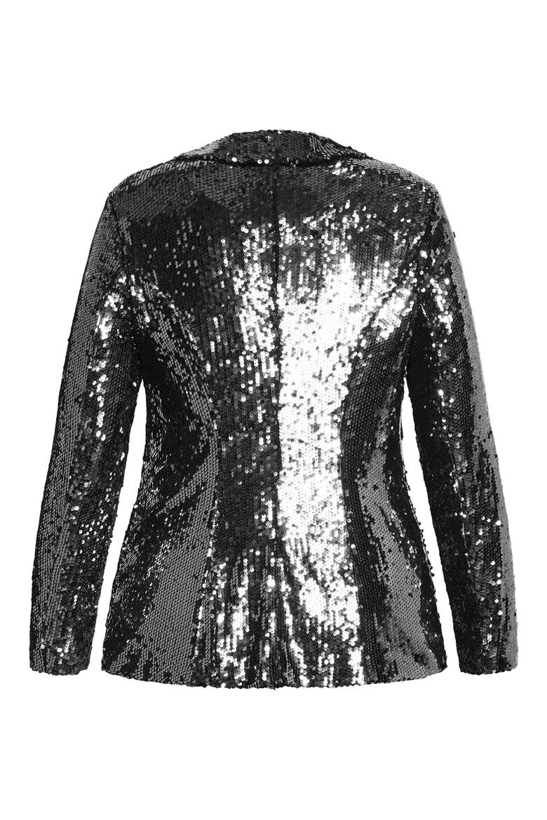 Sequin Single Breasted Blazer, Alternate, color, GUNMETAL