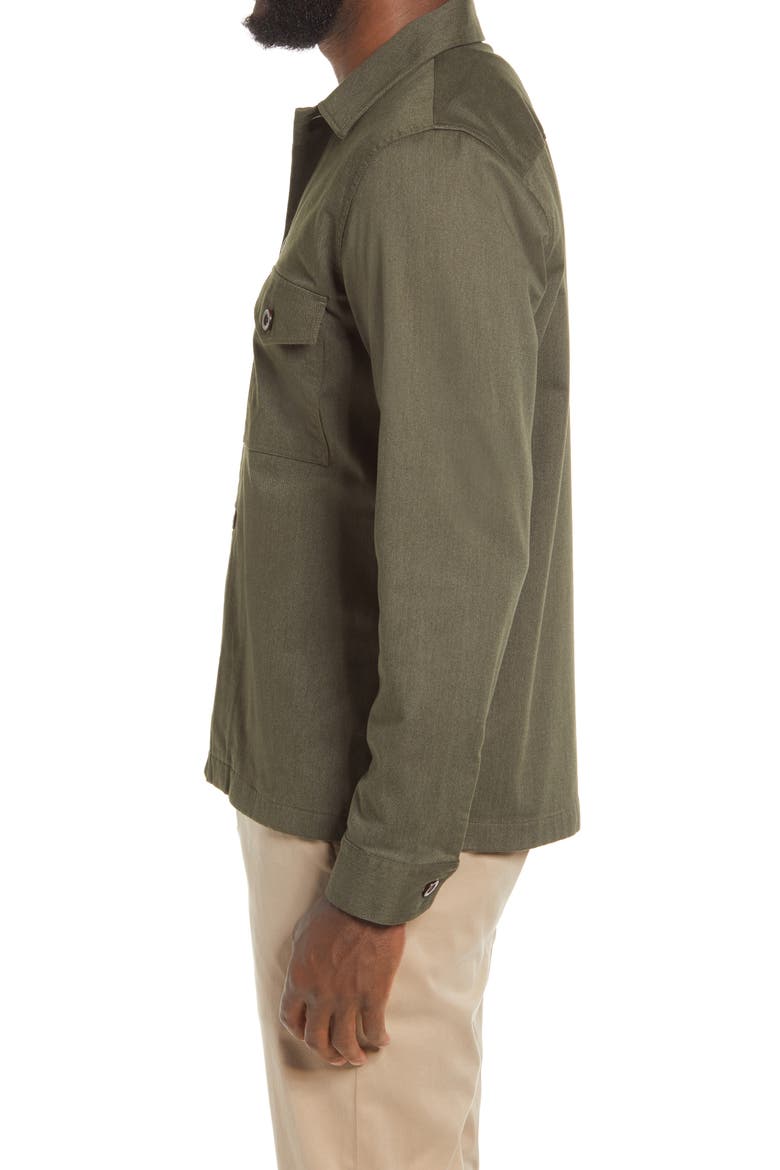 Pete Slim Fit Solid Shirt Jacket, Alternate, color, DARK ARMY