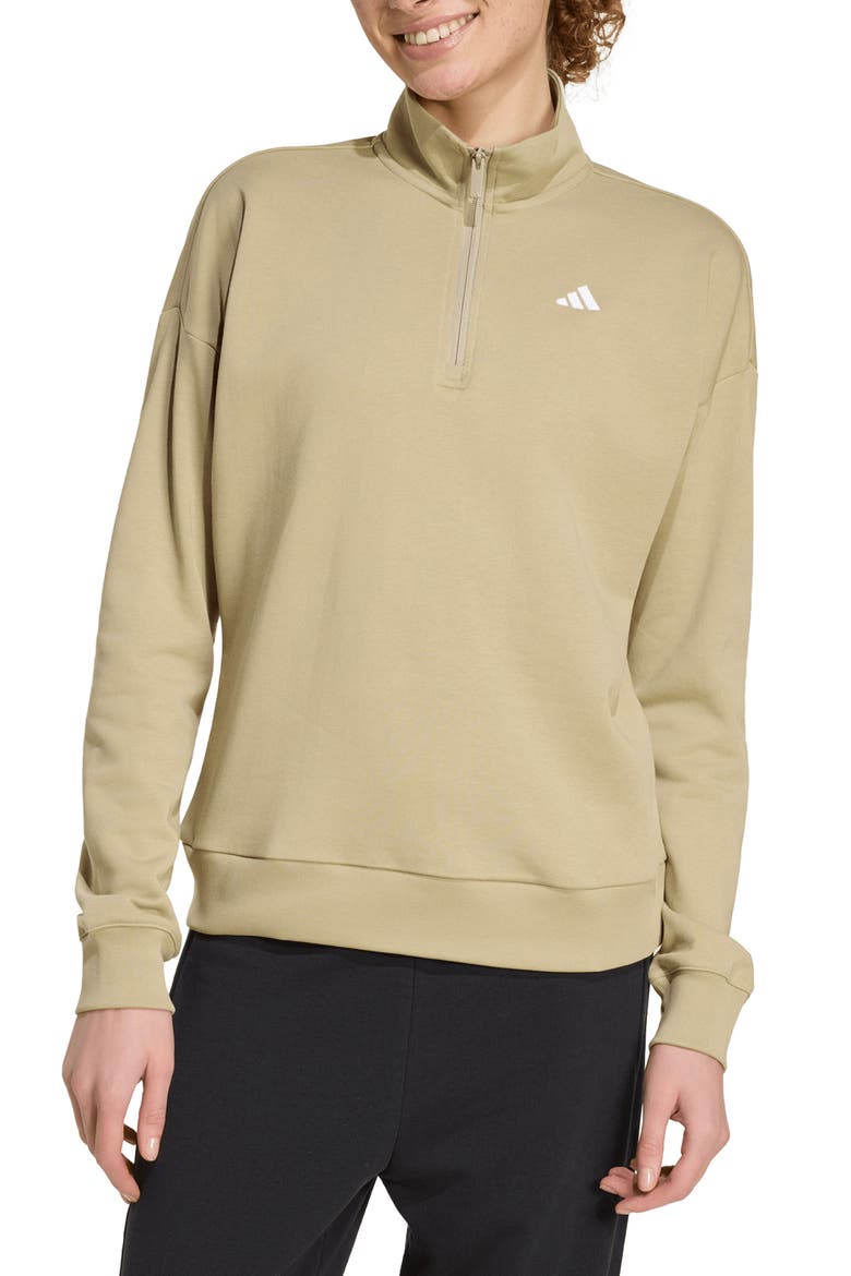 French Terry Quarter Zip Pullover, Main, color, WONDER CARGO/ WHITE