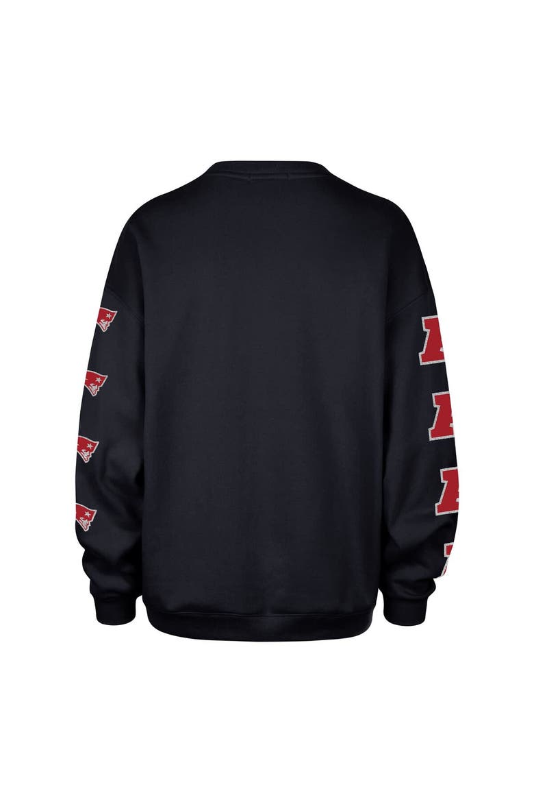 Women's '47  Navy New England Patriots Go Big Oversized Pullover Sweatshirt, Alternate, color, Navy