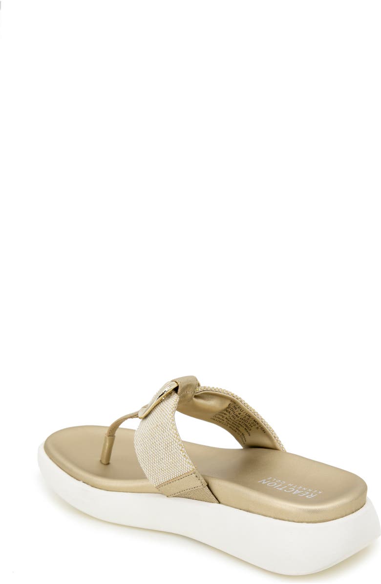 Reaction Kenneth Cole Tina Thong Sandal, Alternate, color, Soft Gold Canvas