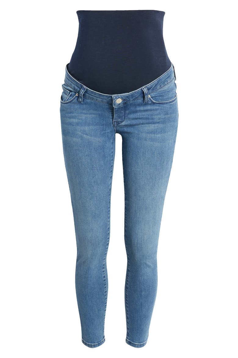 Skinny Foldover Waistband Maternity Jeans, Alternate, color, DENIM BLUE
