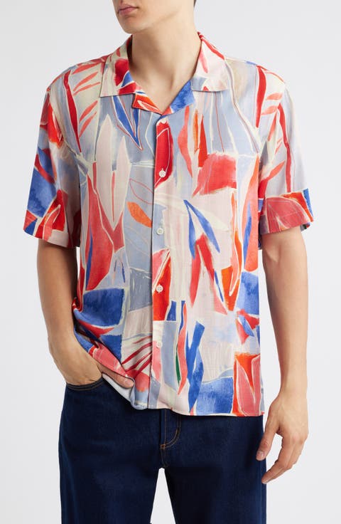 Didcot Leaf Print Camp Shirt
