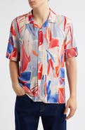Wax London Didcot Leaf Print Camp Shirt