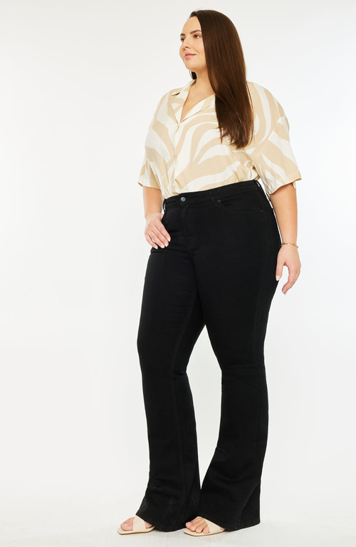 Kancan Gabriel Mid Rise Flare Jeans In Black