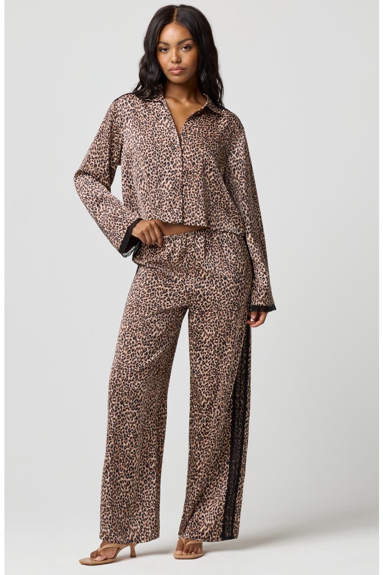 Silky Satin Sleep Pants, Alternate, color, CHEETAH PRINT