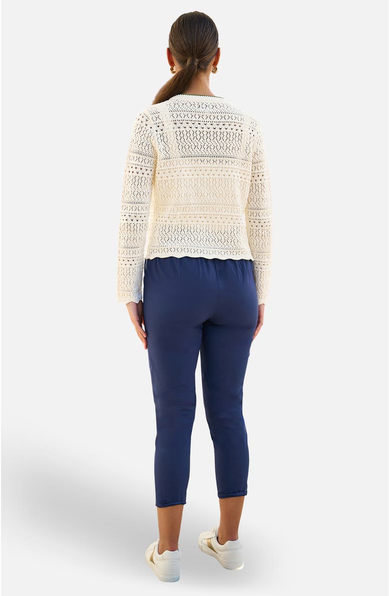 Yumi Crochet Knitted Tie Front Cardigan, Alternate, color, Ivory