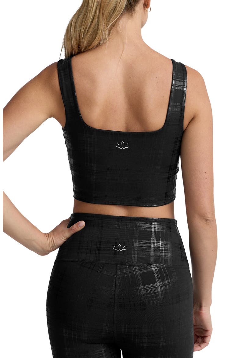 Beyond the Studio Plaid Metallic Crop Tank, Alternate, color, PLAID FOIL BLACK
