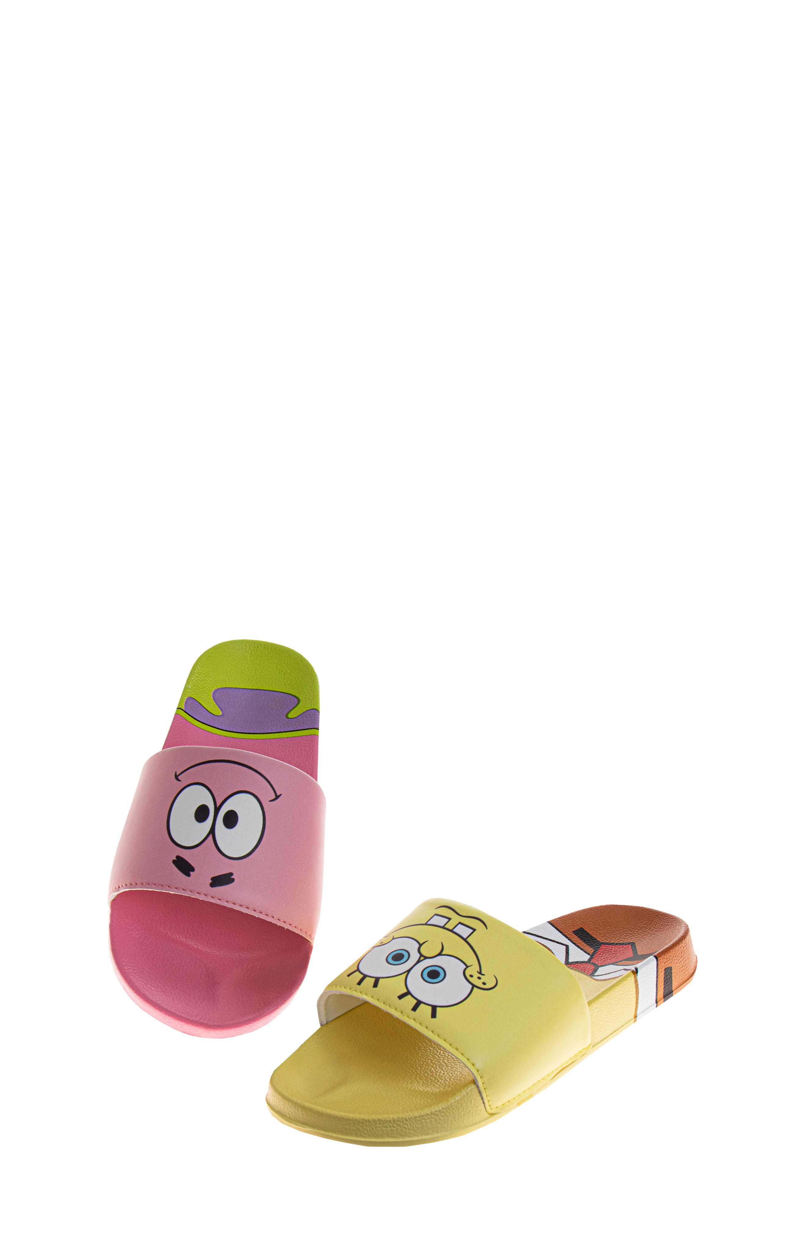 JOSMO x Nickelodeon<sup>™</sup> Kids' SpongeBob SquarePants & Patrick Mismatch Slide Sandal, Alternate, color, 