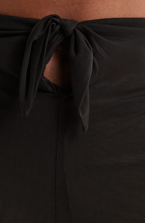Elan Tie Front Sheer Cover-up Pants In Solid Black