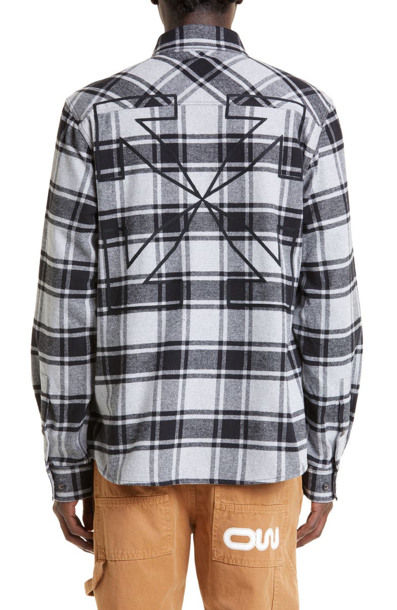 Off-White Outline Arrows Plaid Flannel Shirt, Alternate, color,