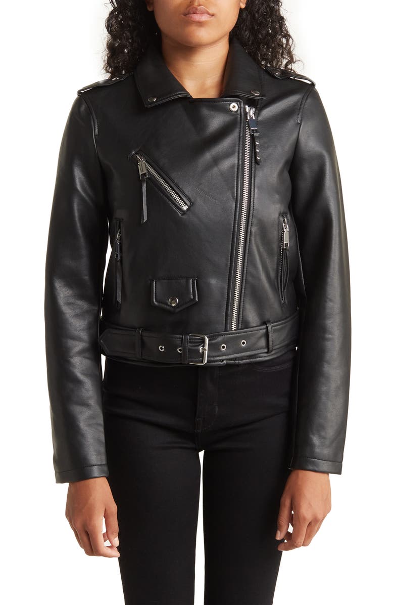 Rebecca Minkoff Faux Leather Moto Jacket, Alternate, color, 