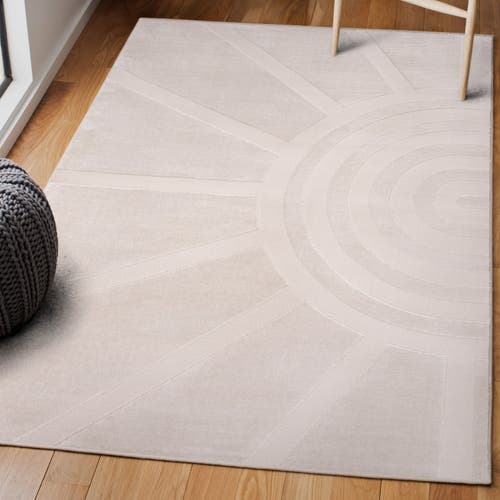 Jonathan Y Aelius Midcentury Scandinavian Abstract Sun Two-tone High-low Area Rug In White/cream
