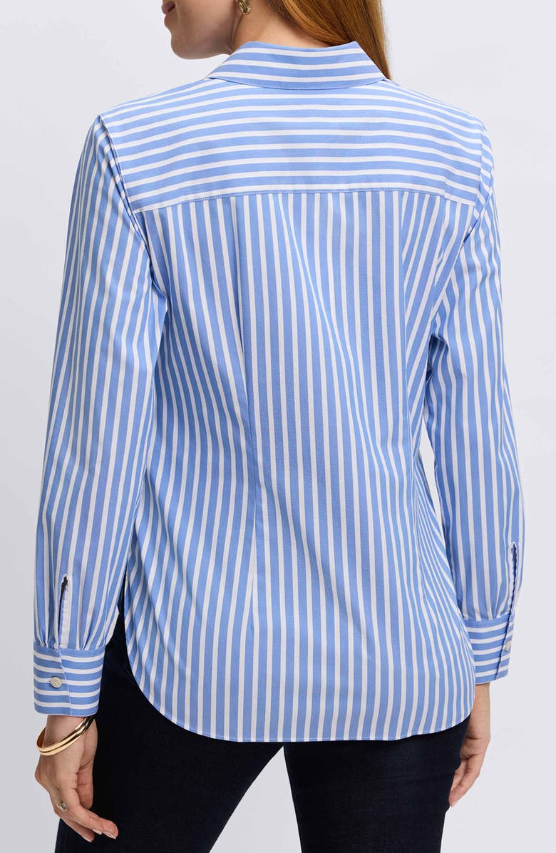 Foxcroft Sabine Stripe Side Tie Button-Up Shirt, Alternate, color, Periwinkle