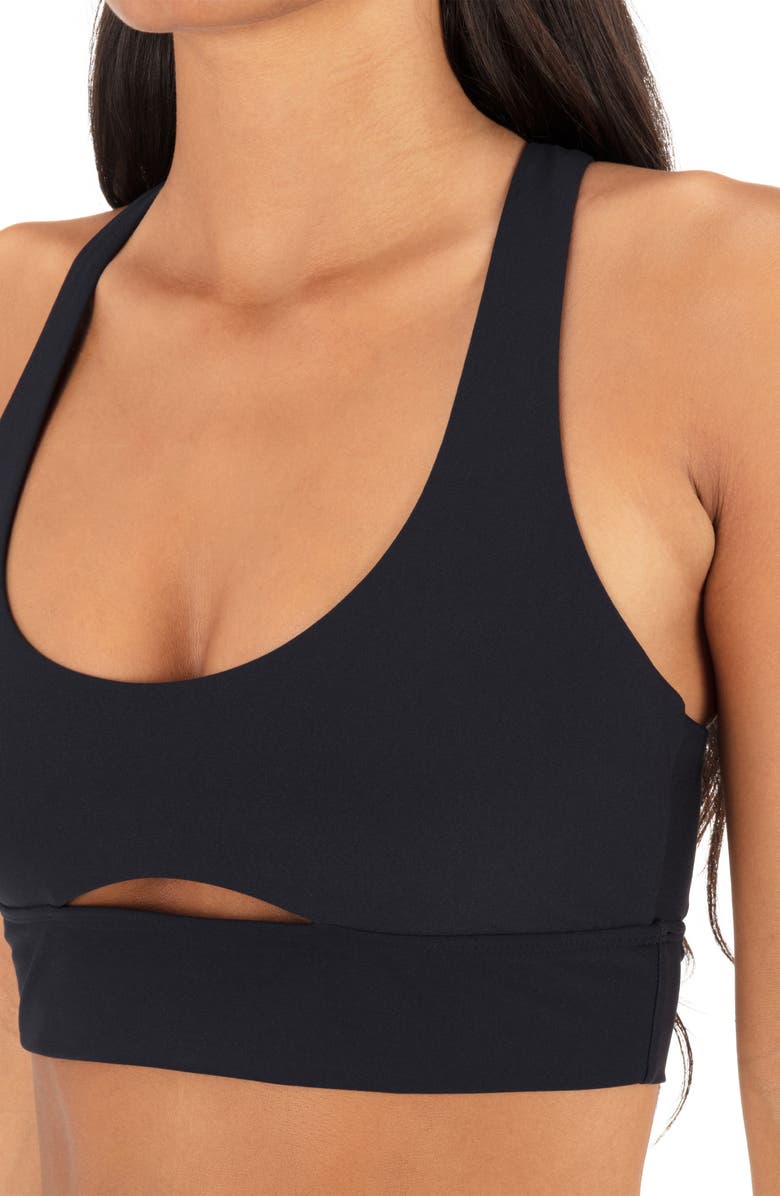 Hurley Longline Strappy Bikini Top, Alternate, color, Black