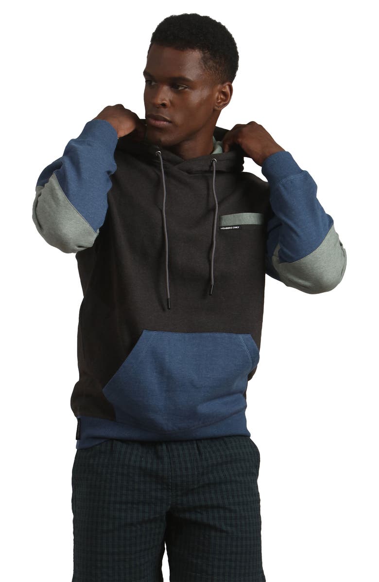 Members Only Drew Colorblock Hooded Sweatshirt, Alternate, color, Charcoal