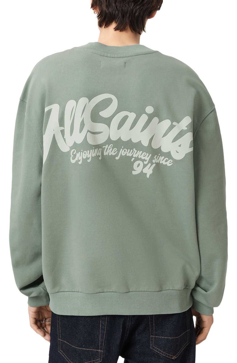 AllSaints Odyssey Logo Sweatshirt, Alternate, color, Spring Green