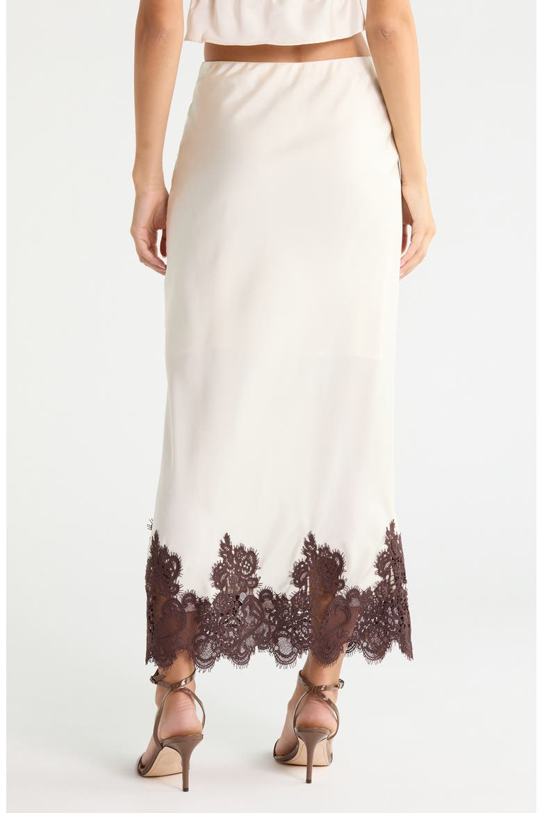 Lace Detail Matte Satin Maxi Skirt, Alternate, color, EGRET