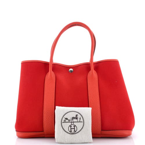 Pre-owned Hermes Hermes Garden Party Tote Toile And Leather 36