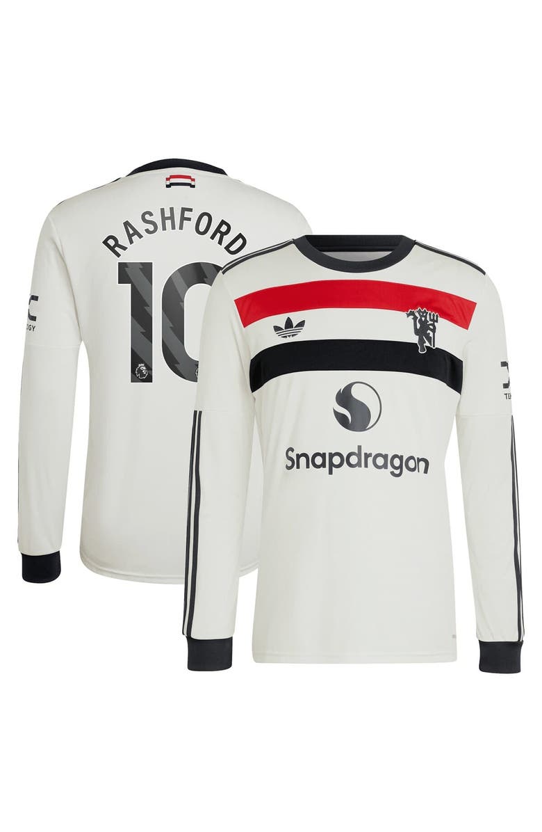 adidas Originals Men's adidas Originals Marcus Rashford Cream Manchester United 2024/25 Third Replica Long Sleeve Jersey, Main, color, 