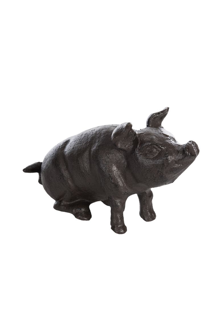 Iron Pig Garden Statue Metallic for Spring Home Decor, Main, color, Brown