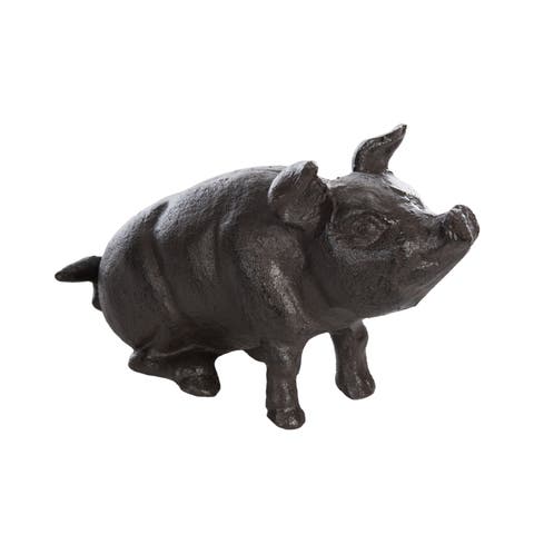Iron Pig Garden Statue Metallic for Spring Home Decor