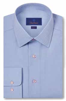 David Donahue Slim Fit Dobby Dot Dress Shirt